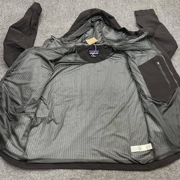 Patagonia Jacket Mens Large Black Utility AKT Hooded Water Resistant Outdoor - Picture 6 of 11